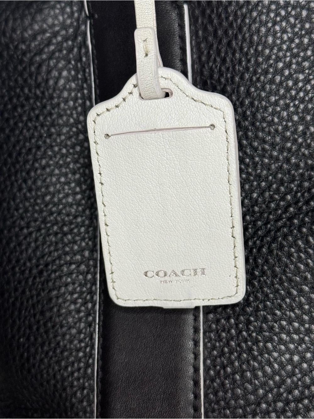 Coach - Bleecker Preston Black Pebbled Leather Satchel Large 14” White Trim - Picture 2 of 12
